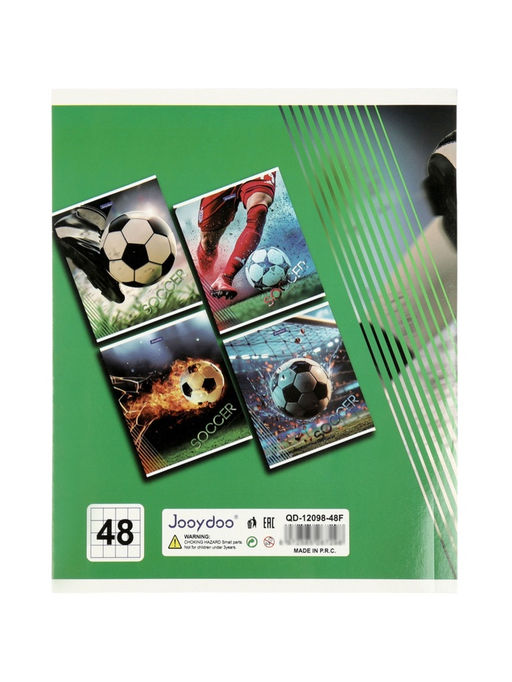 Комплект 12 тетрадей, 48 листов, клетка, 60гр, 4 вида, Футбол, выборочный уф-лак