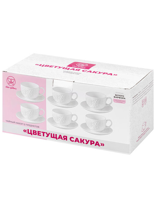Чайный набор 12 пр. 300 мл 13*10*6,5 см Цветущая сакура, фарфор - Elan gallery фото 9