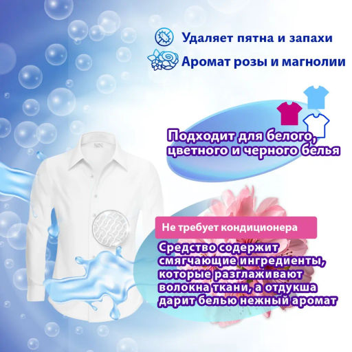 Attack New Beads Концентрированный гель для стирки с кондиционером, с ароматом розы, см.блок 650 гр.  фото 10