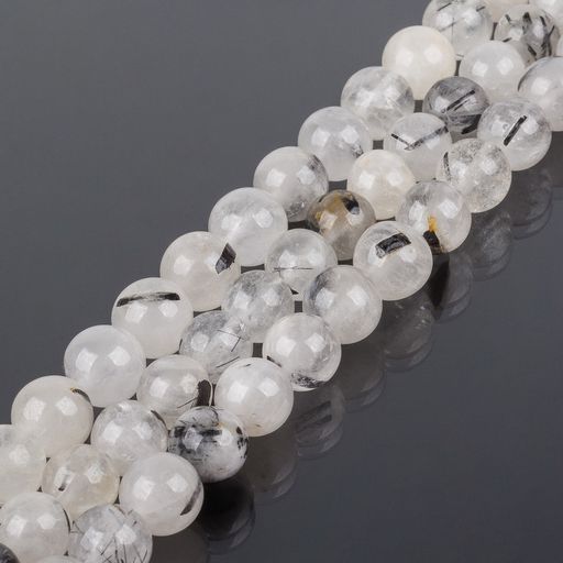 Бусины для украшений из Кварца с включением Турмалина 37 см