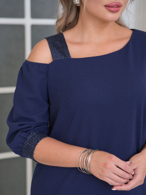 Платье 1442-1 темно-синий