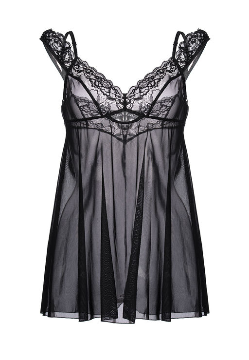 Комбинация бэби-долл c разрезом сзади Erolanta Sofia, черный (54-56)  фото 7