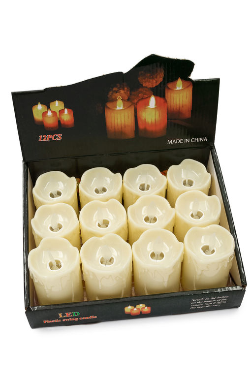 Набор свечей светодиодных на батарейках 7 см (12 шт) SF-7552, №1 (теплый свет) - Больше подарков фото 2