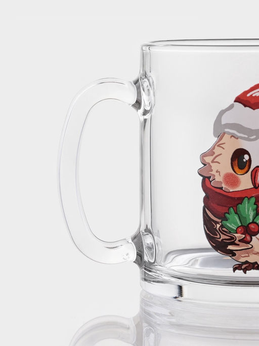 Цена за 24 шт. Кружка Чайная. Новогодние зверушки, 320 мл, стекло, рисунок МИКС