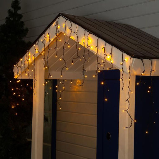 Гирлянда «Бахрома» 3×0.6 м, IP44, УМС, тёмная нить, 160 LED, свечение жёлтое, 220 В