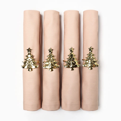 Набор салфеток сервировочных «Этель. Праздничный стол», 40×40 см - 4 шт., с декоративными кольцами, 100% хлопок