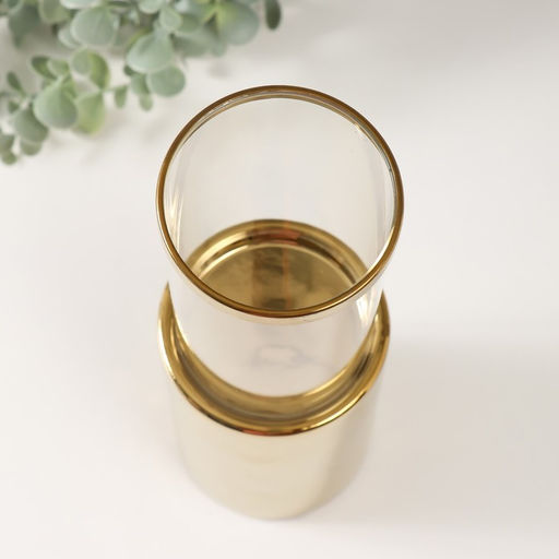 Подсвечник на 1 свечу «Хром», керамика, стекло, d=7.5 см, золото, 9.2×9.2×29.5 см