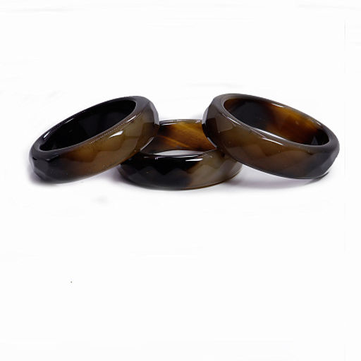 Кольцо из камня агат Черный кофе с огранкой для везения и счастья размеры 16-19мм