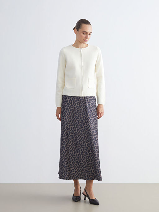 Beli Lastikli Leopar Desenli A Kesim Saten Etek