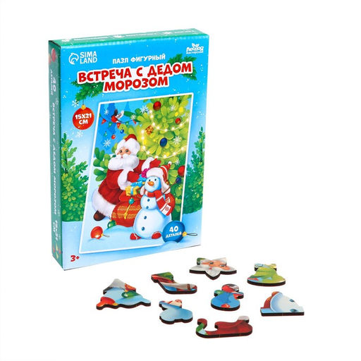 Пазл фигурный Встреча с Дедом Морозом - Лесная мастерская фото 2