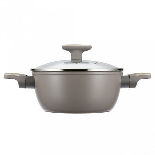 Кастрюля с антипригарным покрытием Fiamma 3,7л, д24см, h16см, s2,6мм, дно s3,2мм, литой алюминий, стеклянная крышка, пароотвод, бакелитовая ручка с покрытием soft-touch, капсульное дно, цветная коробка, Regent (Китай) Подходит для всех видов пл - Домашняя мода фото 2