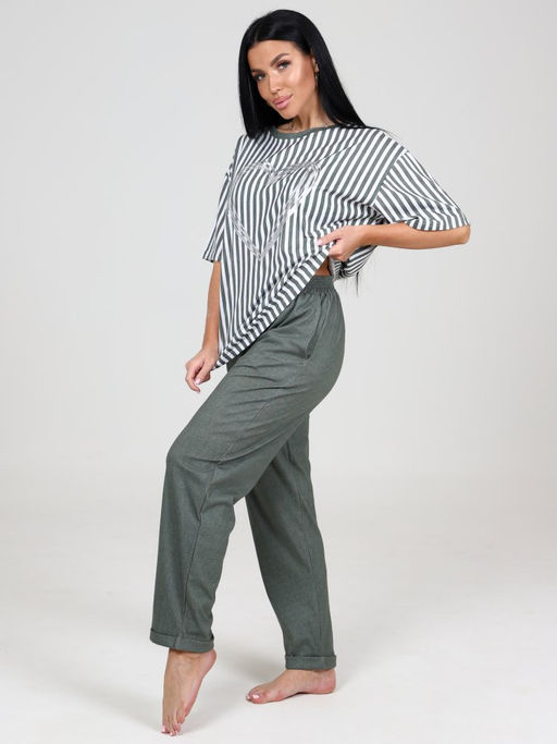 635 ЖЕНСКИЙ КОСТЮМ (брюки) (Хаки полоса) - А-дина фото 5