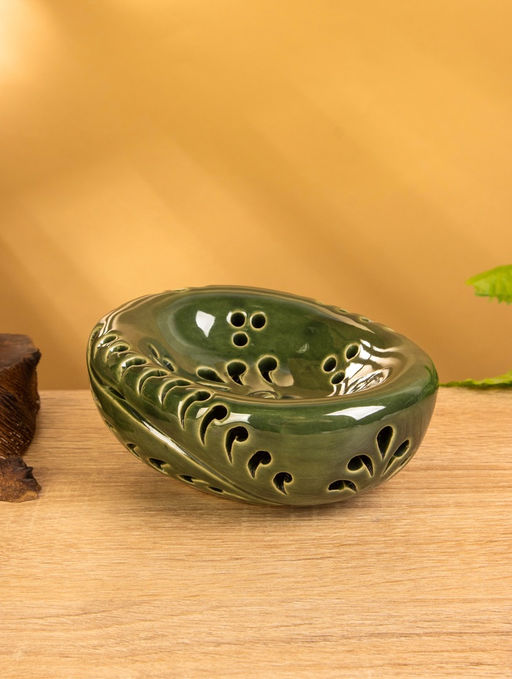 Мыльница Цветочный узор, 135.510.5 см, керамика, зелёная