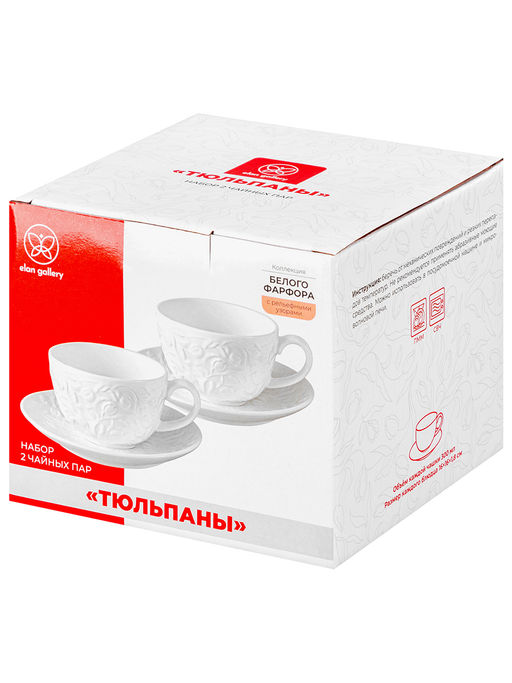 Чайная пара 4 пр. 300 мл 13*10*6,5 см Тюльпаны, фарфор - Elan gallery фото 7