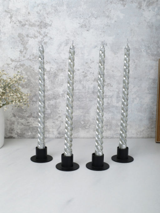 Свеча стержень 4 штуки 25 см витая / A-503 /уп 144/ серебрянная - ГалеонТрейд фото 2