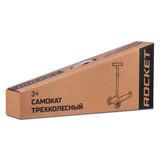 Самокат трёхколёсный ROCKET колёса световые PU, цвет красный  фото 9