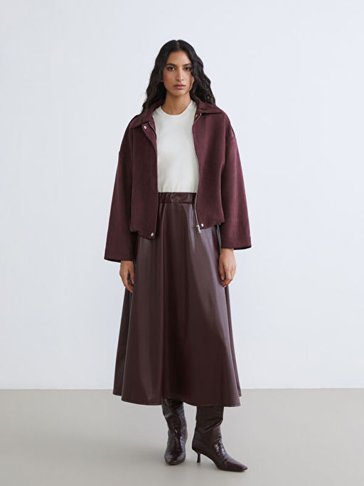 Beli Lastikli Deri G?r?n?ml? Klo? Etek