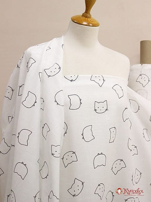 Муслин двухслойный Котики, ш.1.35м, хлопок-100%, 100гр/м.кв - Купава фото 5