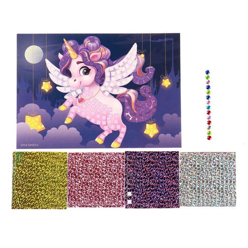 Аппликация стикерами «Волшебный единорог», EVA стикеры, набор для творчества, стикерная мозаика
