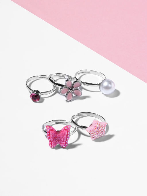 Набор детских колец «Выбражулька. Красота», 5 шт. розовый, безразмерные