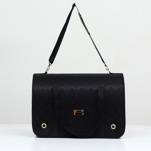 Сумка - переноска для животных Люкс, ПВХ, жаккард, 49 х 30 х 35 см, чёрная - Пижон фото 2