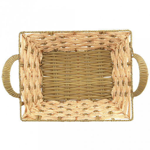 Корзина-сухарница плетеная Береста 28,5х23см h7,5см, полипропилен, ванильный, с ручками, металлический каркас, форма прямоугольная (Китай) - Домашняя мода фото 3
