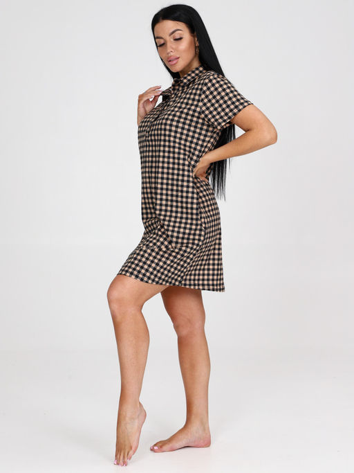 078-Т ЖЕНСКАЯ ТУНИКА (Клетка песочная) - А-дина фото 5