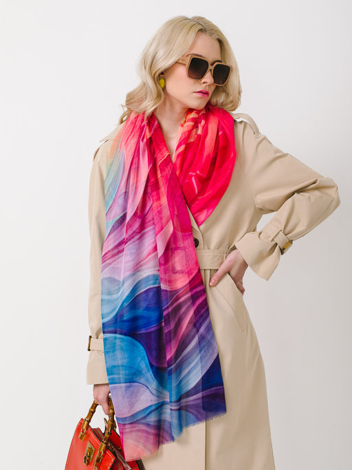 Большой, мягкий, тонкий и очень нежный двусторонний палантин с рисунком в стиле арт-деко