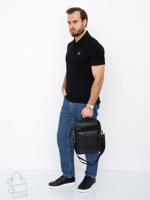 Сумка мужская кожаная 7905-4 black Fuzhinino  в Новосибирске