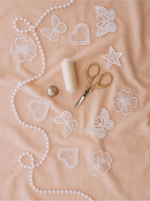 Цена за 3 шт. Аппликация для одежды «Звезда» кружевная, d=4 см, 10 шт., белая