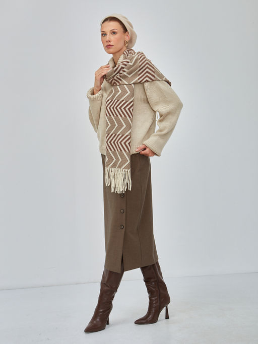 В составе шерсть и кашемир! теплый двусторонний палантин - Tantino фото 11