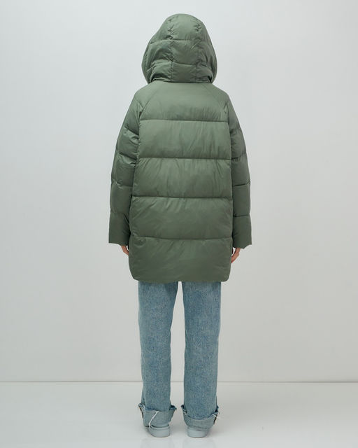 Куртка двубортная женская зимняя с капюшоном цвета хаки 7736Kh Бренд: Visdeer  фото 7