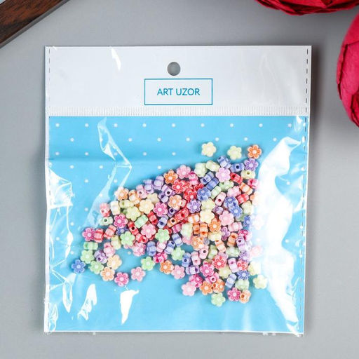 Цена за 2 шт. Бусины для творчествах пластик «Цветочки», набор 150 шт., 0.6×0.6 см