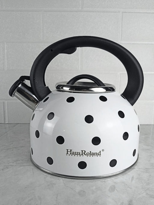 Чайник 2,5л нержавеющая сталь HR732-1 белый в черный горох OLS-001-5