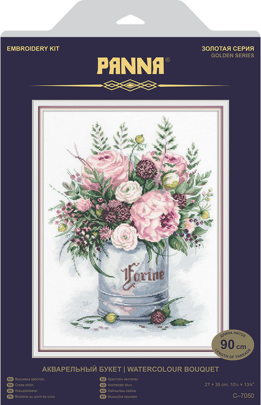 Набор для вышивания PANNA Золотая серия C-7050 Акварельный букет 27 х 35 см