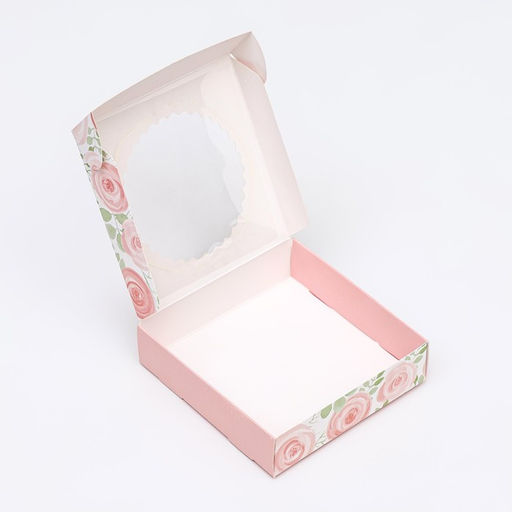 Цена за 5 шт. Коробка сборная с окном, For you, 11.5×11.5×3 см