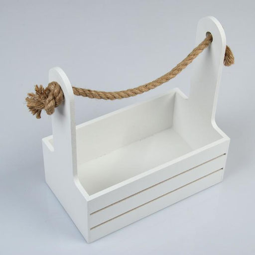 Набор деревянных кашпо Dear, 2 шт., ручка - канат, белый