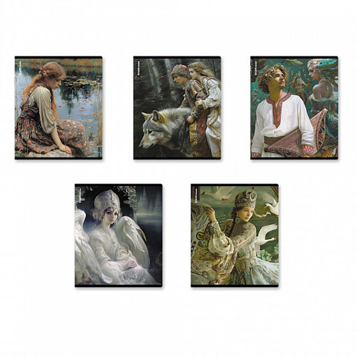 Цена за 5 шт. Тетрадь общая ученическая ErichKrause Russian Tales, 80 листов, клетка_MIX-PACK  фото 2