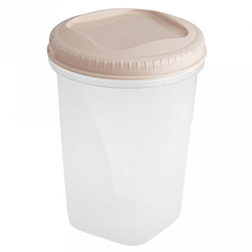 Контейнер для продуктов пластмассовый Тондо 0,9л, д11см, h15,5см, завинчивающаяся крышка, кремовый, подходит для СВЧ (Россия)