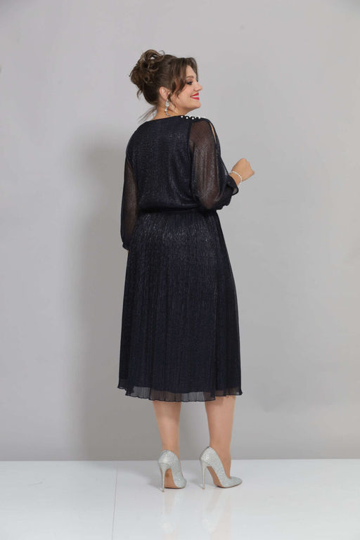 Платье Mira Fashion 5446S-Р синий с открытыми рукавами
