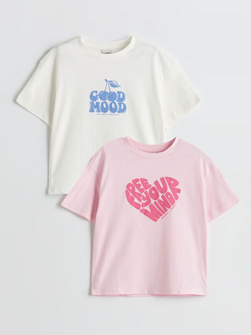 Bisiklet Yaka K?z ?ocuk Ti??rt 2li