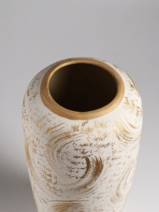 Ваза «Сэнс», 28.5×13 см, керамика, бело-золотая