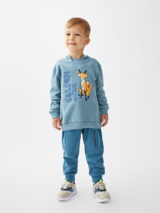 Uzun Kollu Bask?l? Erkek Bebek Hoodie - Waikiki фото 3