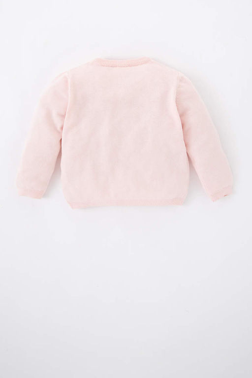 Кардиган с круглым вырезом и цветочным принтом для маленьких девочек - Defacto фото 5