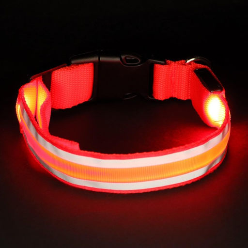 Ошейник с подсветкой Двойная полоса размер L, ОШ 45-52 х 2,5 см, 3 режима свечения красный - Пижон фото 8