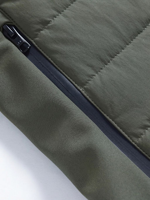 Куртка женская гибридная стёганая с капюшоном с графеновой подкладкой цвета хаки 9622_1Kh