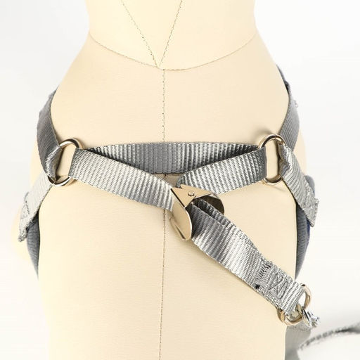 Комплект амуниции с мягкой шлейкой, М, поводок 120 х 1 см, ОШ 28-48 см, ОГ 32-52 см, серый - Пижон фото 4