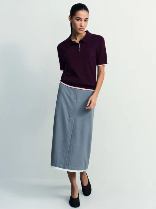 Джемпер поло из вискозы с короткими рукавами / Zarina фото 2