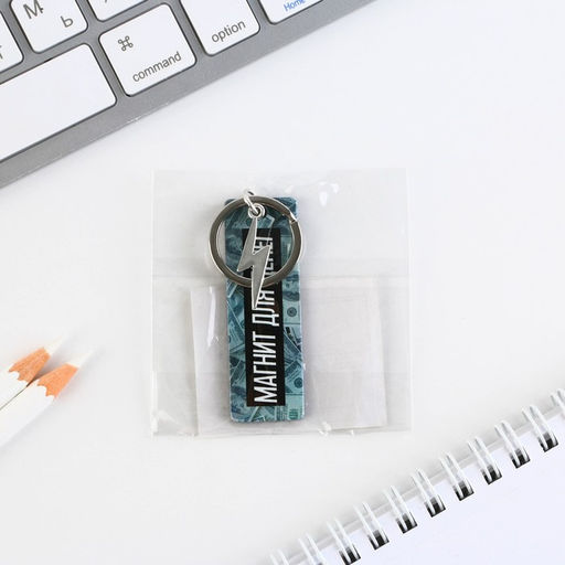 Цена за 2 шт. Брелок для ключей акриловый, пластина «Магнит для денег», 8 х 2 см