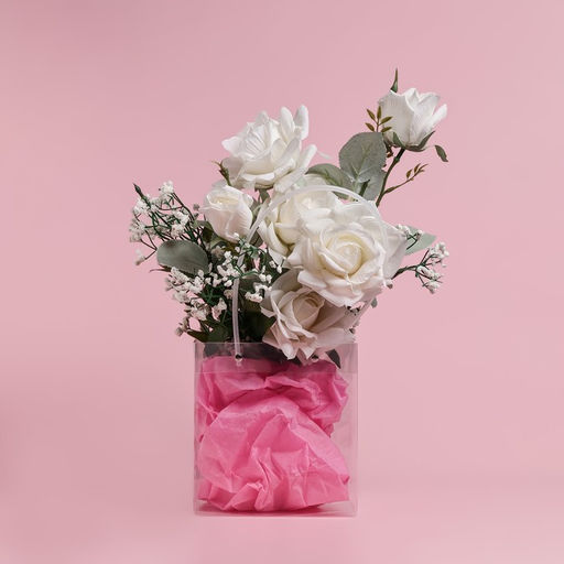 Пакет подарочный с квадратным дном, прозрачный, 16×15×17 см